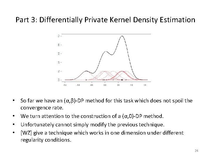 Part 3: Differentially Private Kernel Density Estimation • So far we have an (α,