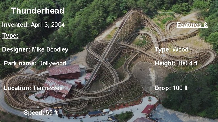 Thunderhead Invented: April 3, 2004 Features & Type: Designer: Mike Boodley Type: Wood Park