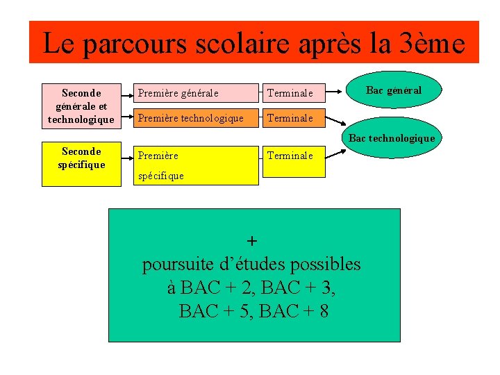 Le parcours scolaire après la 3ème Seconde générale et technologique Première générale Terminale Première