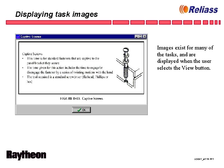 Displaying task images Images exist for many of the tasks, and are displayed when