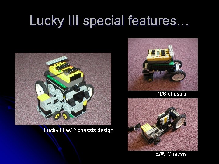 Lucky III special features… N/S chassis Lucky III w/ 2 chassis design E/W Chassis