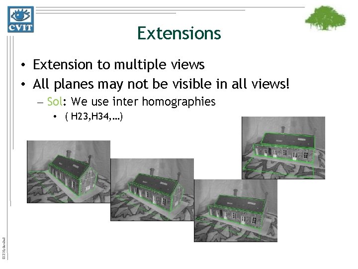 Extensions • Extension to multiple views • All planes may not be visible in
