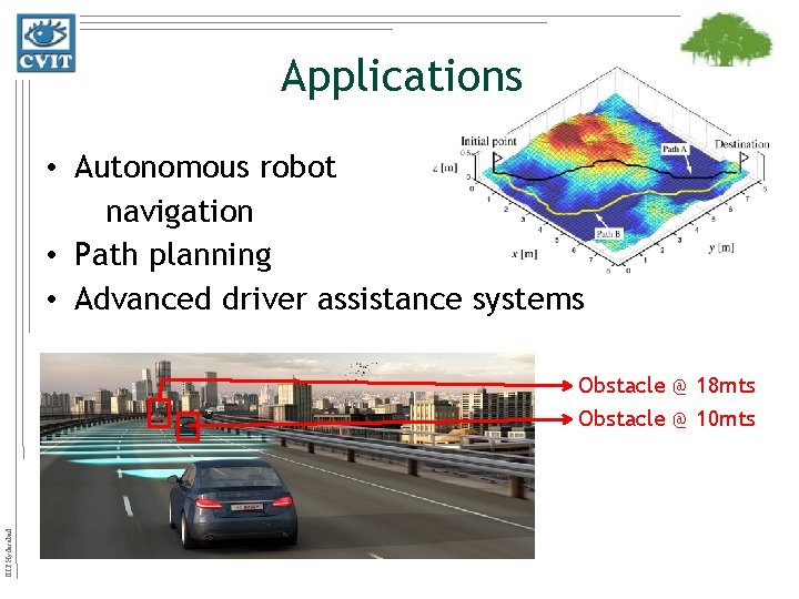 Applications • Autonomous robot navigation • Path planning • Advanced driver assistance systems IIIT