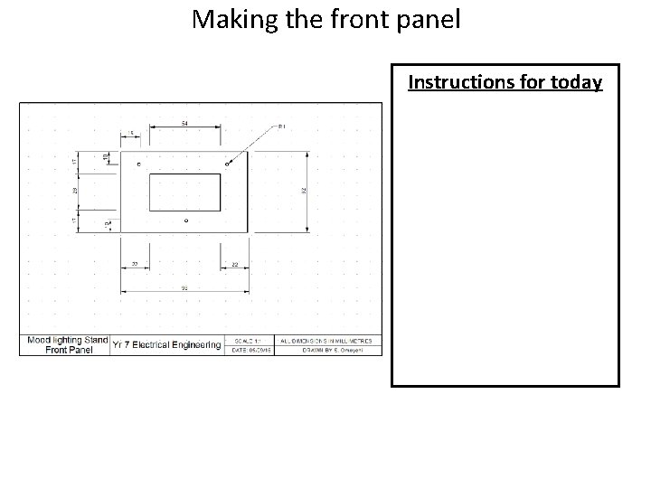 Making the front panel Instructions for today 