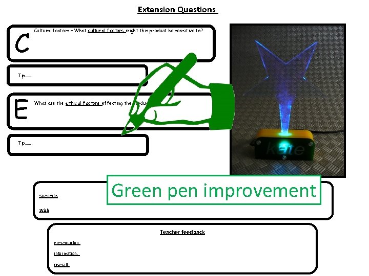 Extension Questions C Cultural factors – What cultural factors might this product be sensitive