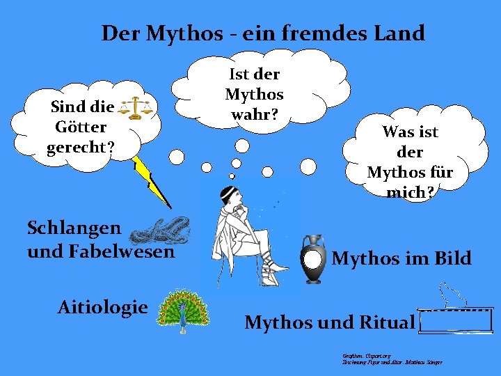 Der Mythos - ein fremdes Land Sind die Götter gerecht? Schlangen und Fabelwesen Aitiologie