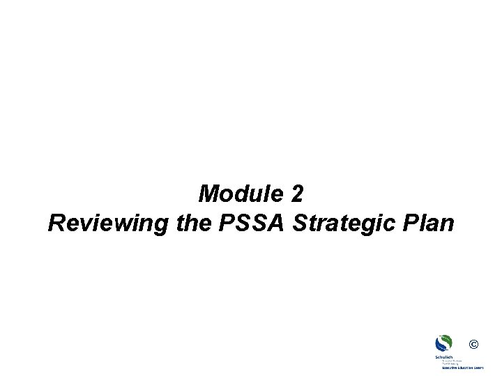 Module 2 Reviewing the PSSA Strategic Plan © 