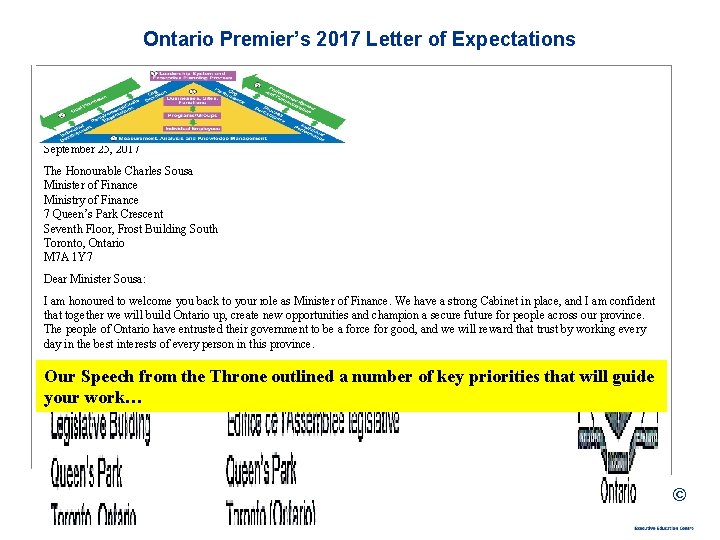 Ontario Premier’s 2017 Letter of Expectations September 25, 2017 The Honourable Charles Sousa Minister
