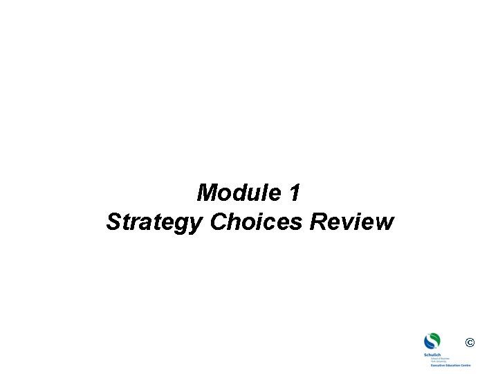 © Module 1 Strategy Choices Review © 