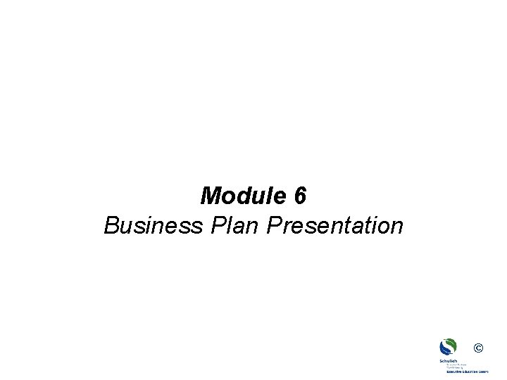 Module 6 Business Plan Presentation © 