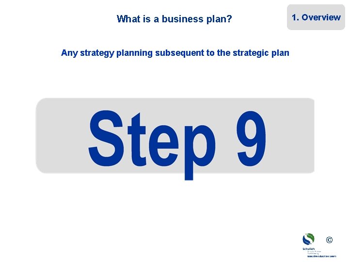 What is a business plan? 1. Overview Any strategy planning subsequent to the strategic