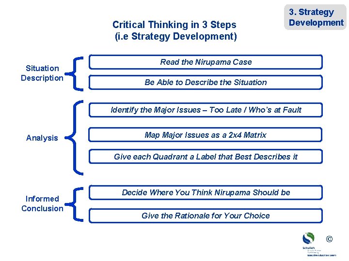 Critical Thinking in 3 Steps (i. e Strategy Development) Situation Description 3. Strategy Development