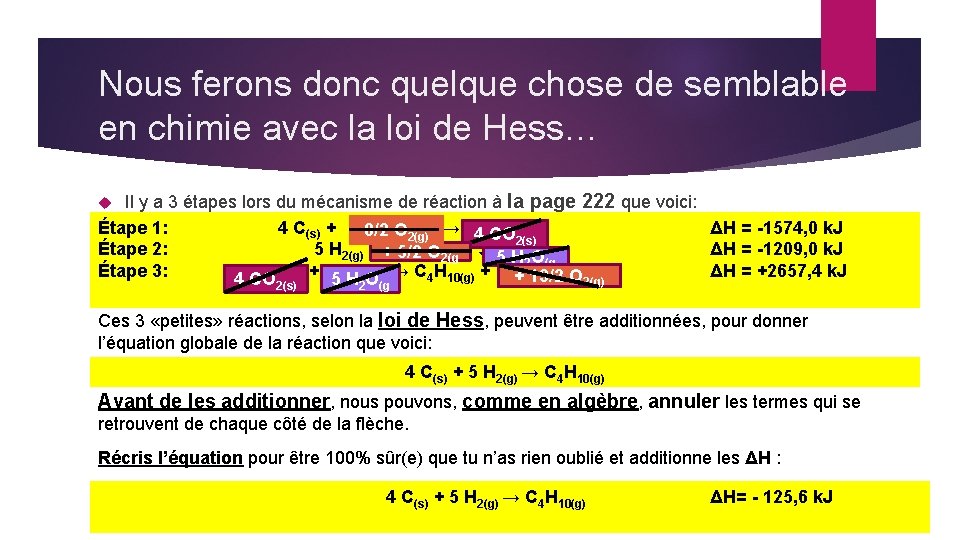 La loi de Hess Dabord le diagramme nergtique