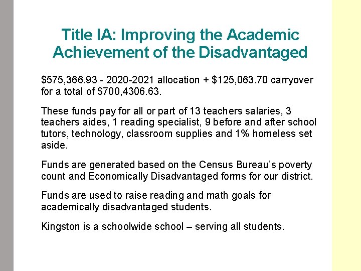 Kingston Public Schools Federal Programs Annual Collaboration Meeting