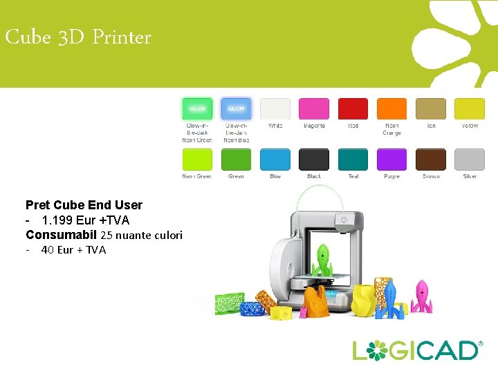 Cube 3 D Printer Pret Cube End User - 1. 199 Eur +TVA Consumabil