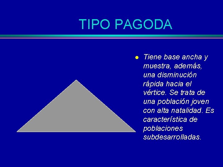 TIPO PAGODA l Tiene base ancha y muestra, además, una disminución rápida hacia el