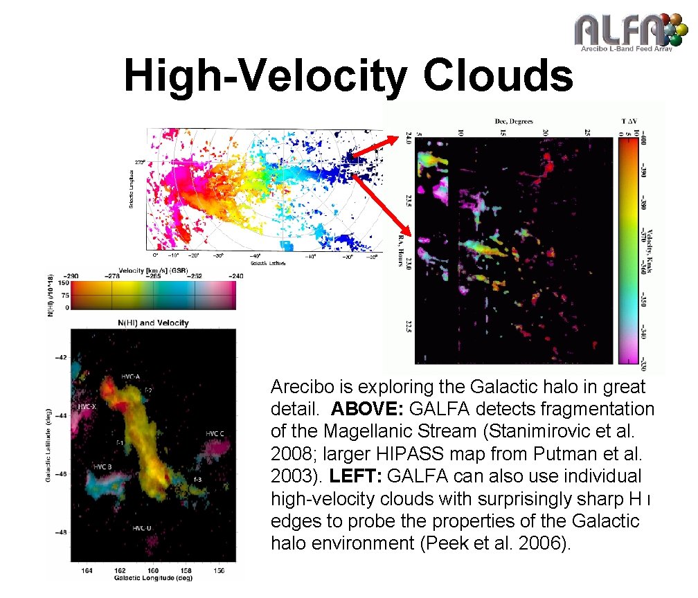 High-Velocity Clouds Arecibo is exploring the Galactic halo in great detail. ABOVE: GALFA detects