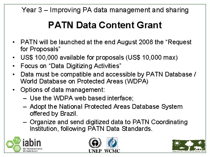 Year 3 – Improving PA data management and sharing PATN Data Content Grant •