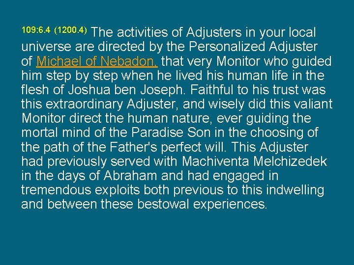 The activities of Adjusters in your local universe are directed by the Personalized Adjuster