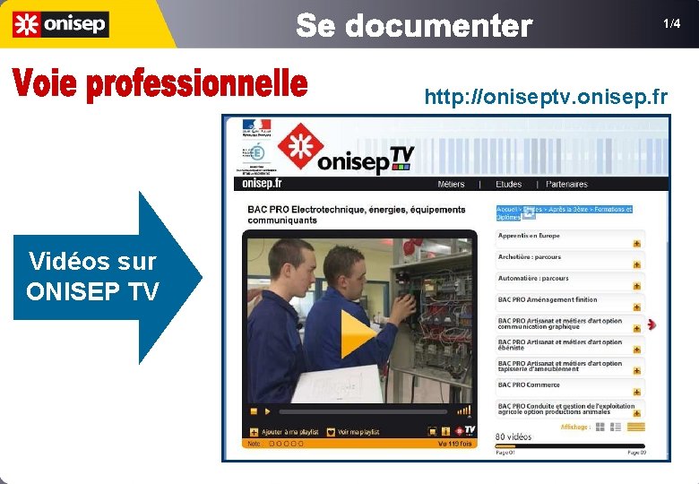 1/4 http: //oniseptv. onisep. fr Vidéos sur ONISEP TV 