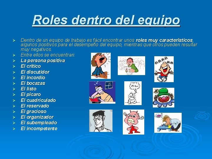 Roles dentro del equipo Ø Ø Ø Ø Dentro de un equipo de trabajo