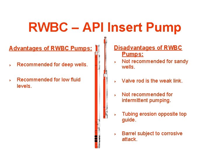 RWBC – API Insert Pump Advantages of RWBC Pumps: Ø Ø Recommended for deep