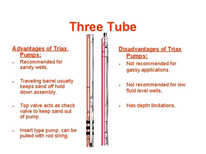Three Tube Advantages of Triax Pumps: Ø Ø Recommended for sandy wells. Traveling barrel