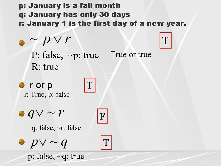 p: January is a fall month q: January has only 30 days r: January