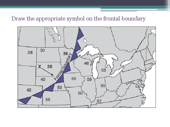 Draw the appropriate symbol on the frontal boundary 