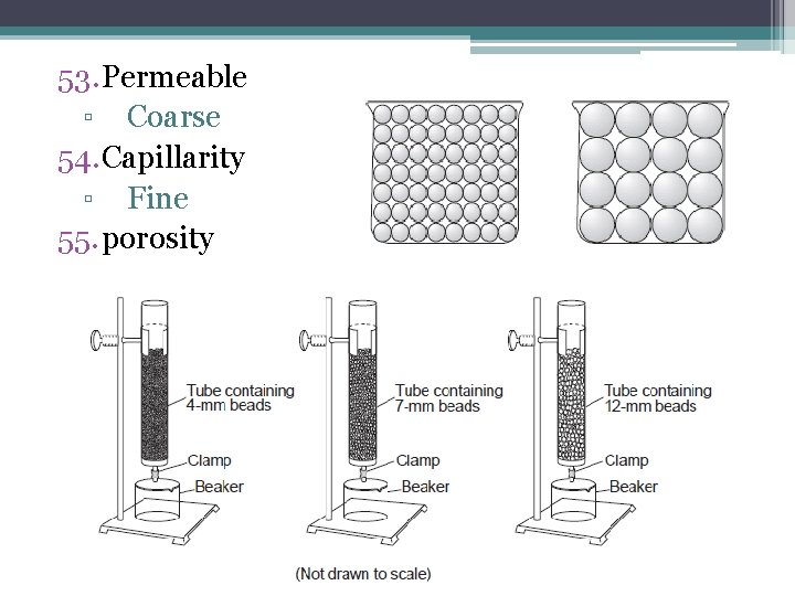 53. Permeable ▫ Coarse 54. Capillarity ▫ Fine 55. porosity 