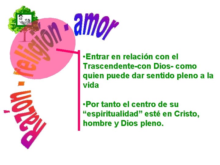  • Entrar en relación con el Trascendente-con Dios- como quien puede dar sentido