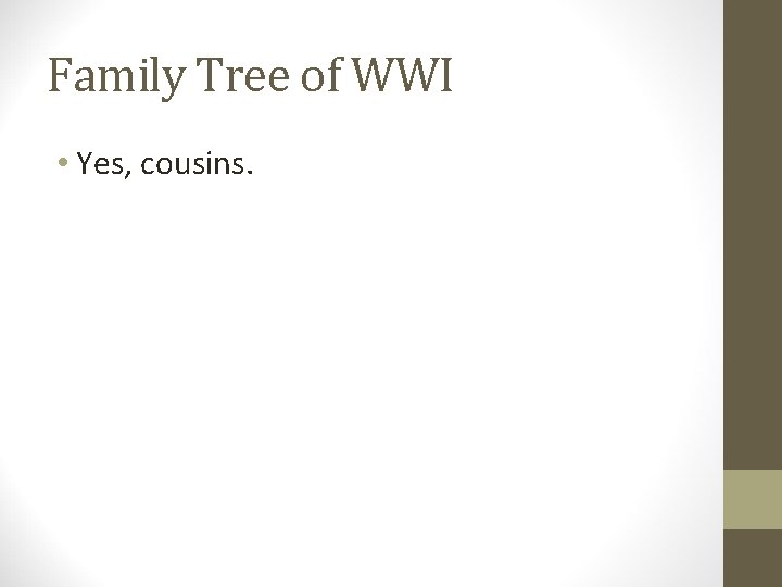 Family Tree of WWI • Yes, cousins. 
