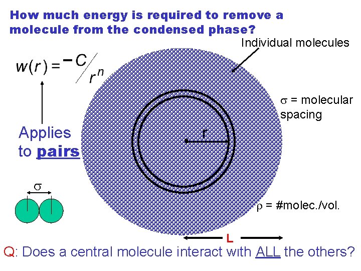 How much energy is required to remove a molecule from the condensed phase? Individual