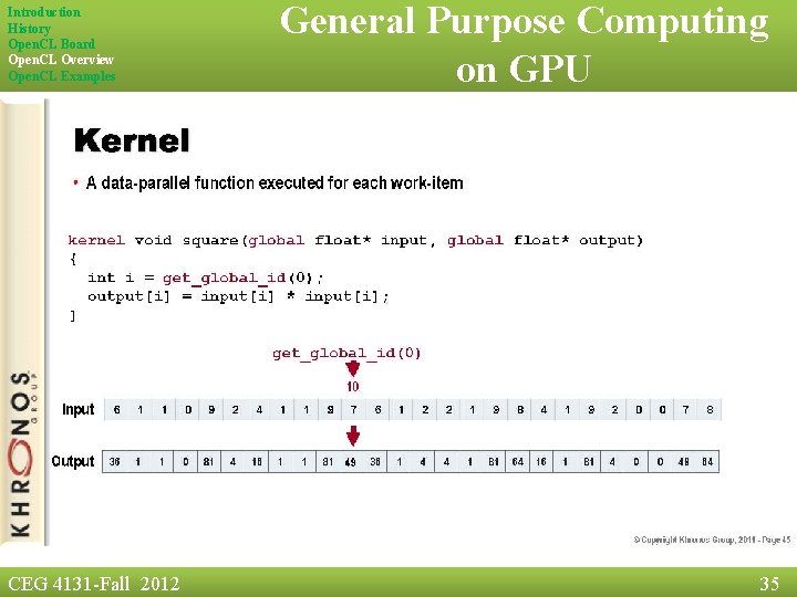 Introduction History Open. CL Board Open. CL Overview Open. CL Examples CEG 4131 -Fall