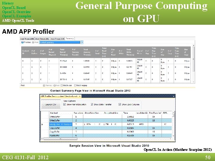 History Open. CL Board Open. CL Overview Open. CL Examples AMD Open. CL Tools