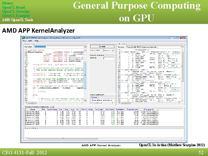 History Open. CL Board Open. CL Overview Open. CL Examples AMD Open. CL Tools