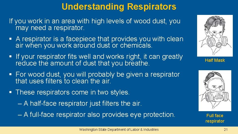 Understanding Respirators If you work in an area with high levels of wood dust,