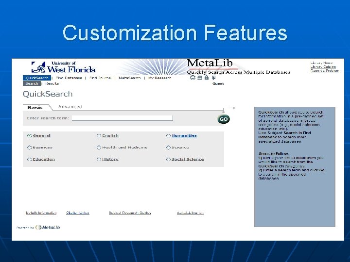 Customization Features 