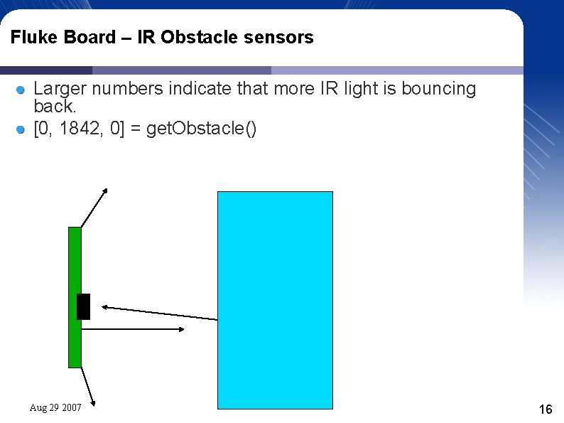 Fluke Board – IR Obstacle sensors Larger numbers indicate that more IR light is Fluke Board – IR Obstacle sensors Larger numbers indicate that more IR light is
