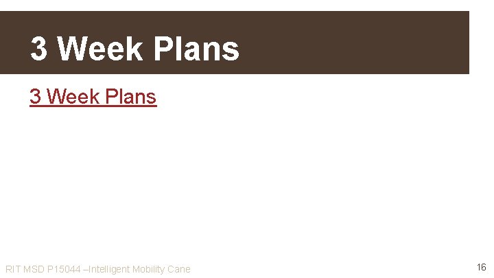 3 Week Plans RIT MSD P 15044 –Intelligent Mobility Cane 16 