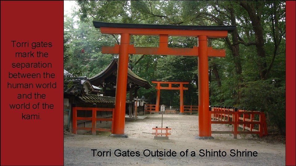 Torri gates mark the separation between the human world and the world of the