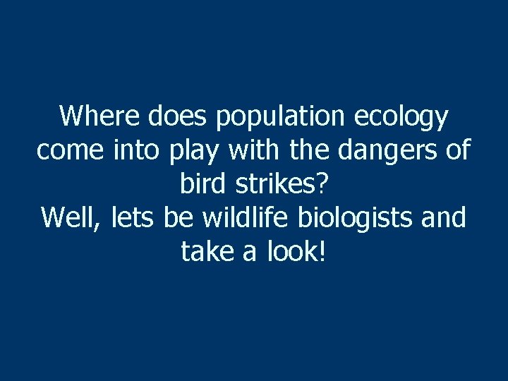 Where does population ecology come into play with the dangers of bird strikes? Well,