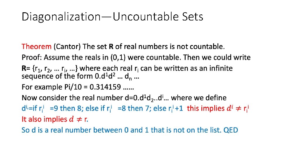 Diagonalization—Uncountable Sets • 