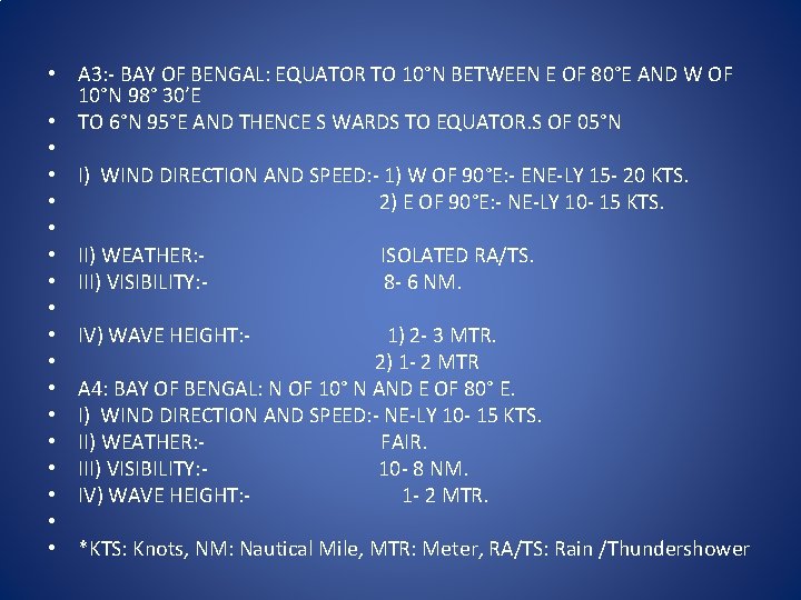  • A 3: - BAY OF BENGAL: EQUATOR TO 10°N BETWEEN E OF