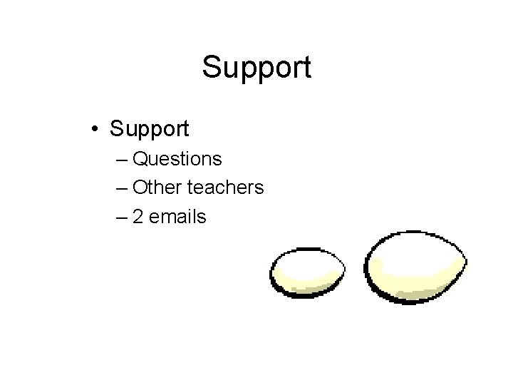 Support • Support – Questions – Other teachers – 2 emails 