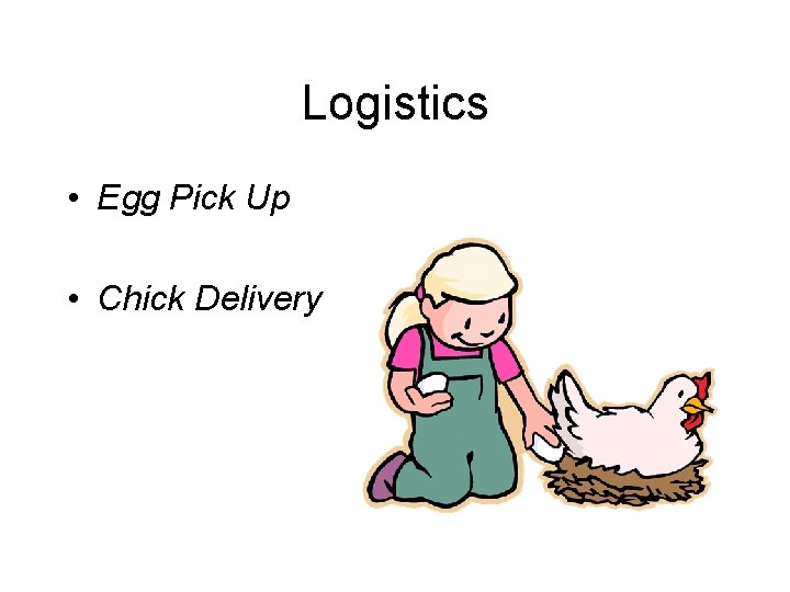 Logistics • Egg Pick Up • Chick Delivery 