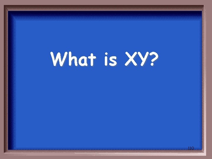 What is XY? 110 
