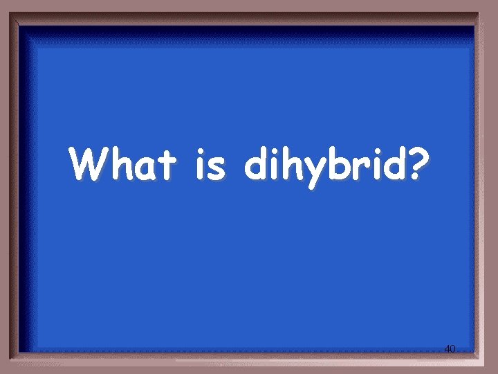 What is dihybrid? 40 