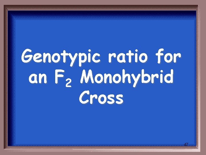 Genotypic ratio for an F 2 Monohybrid Cross 47 