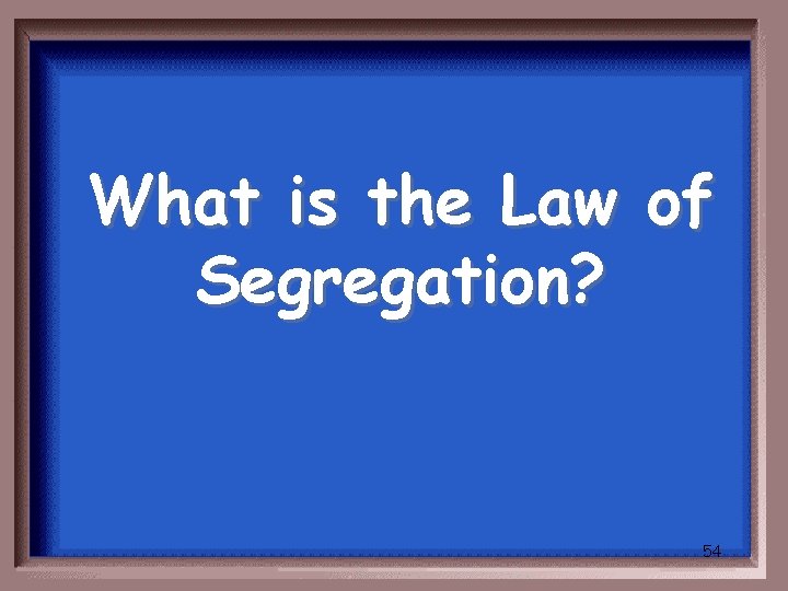 What is the Law of Segregation? 54 